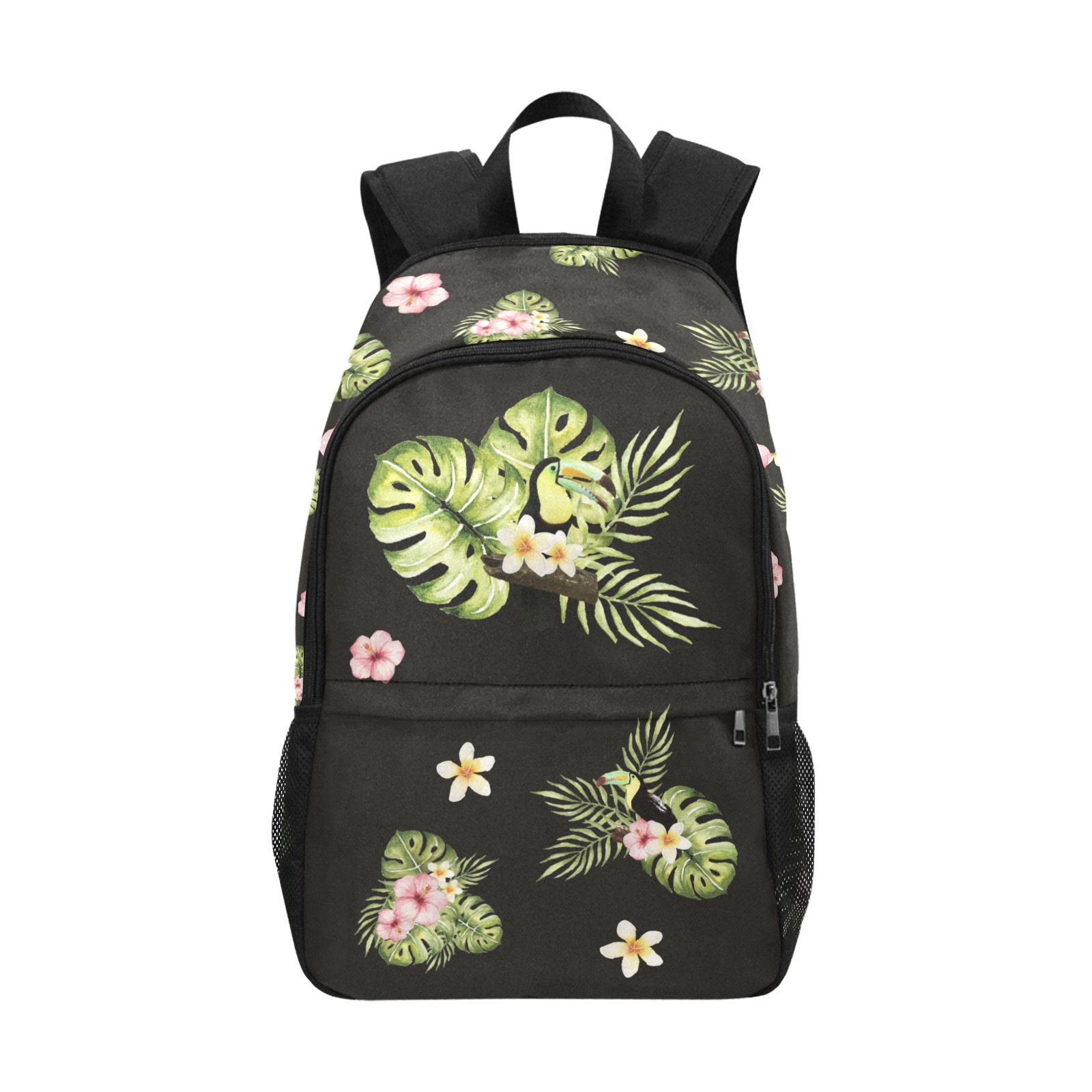 Toucan Backpack Fabric Backpack with Side Mesh Pockets (Model 1659)