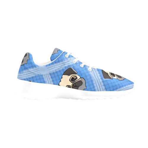 Pugs on Blue Diamond Background Women's Athletic Shoes (Model 0200)