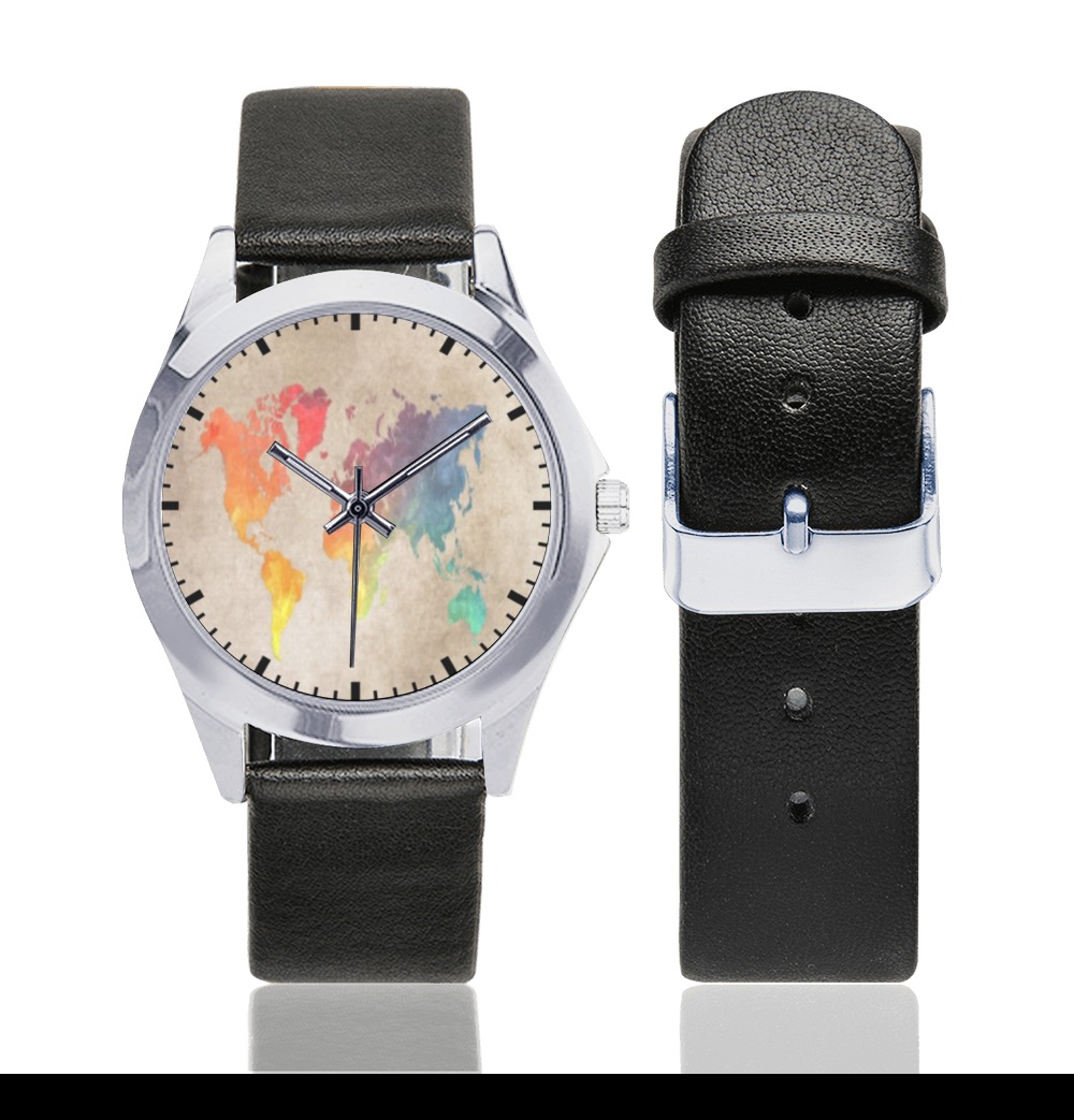 bb ufbb Unisex Silver-Tone Round Leather Watch (Model 216)