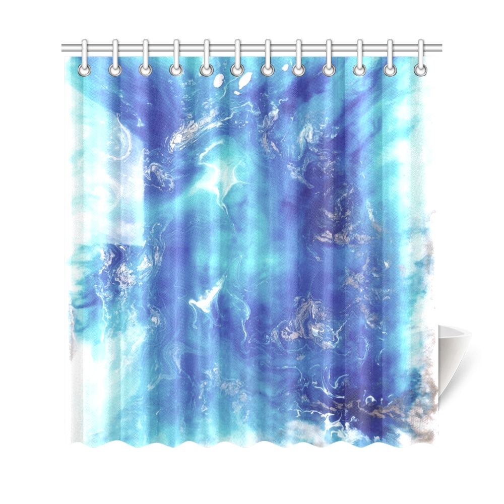 Encre Bleu Photo Shower Curtain 69"x72"