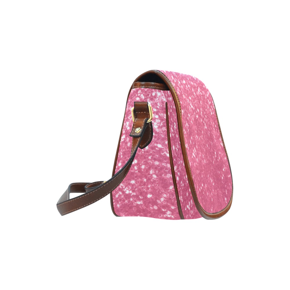 Magenta light pink red faux sparkles glitter Saddle Bag/Small (Model 1649) Full Customization
