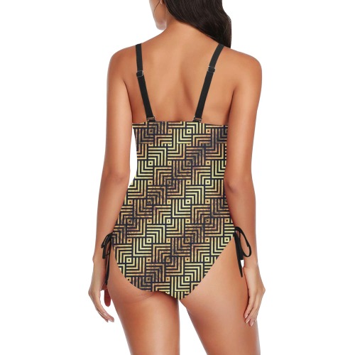 Gold by Artdream Drawstring Side One-Piece Swimsuit (Model S14)