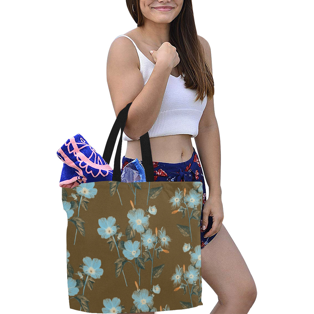 Rustic Blue Floral Bouquet All Over Print Canvas Tote Bag/Large (Model 1699)