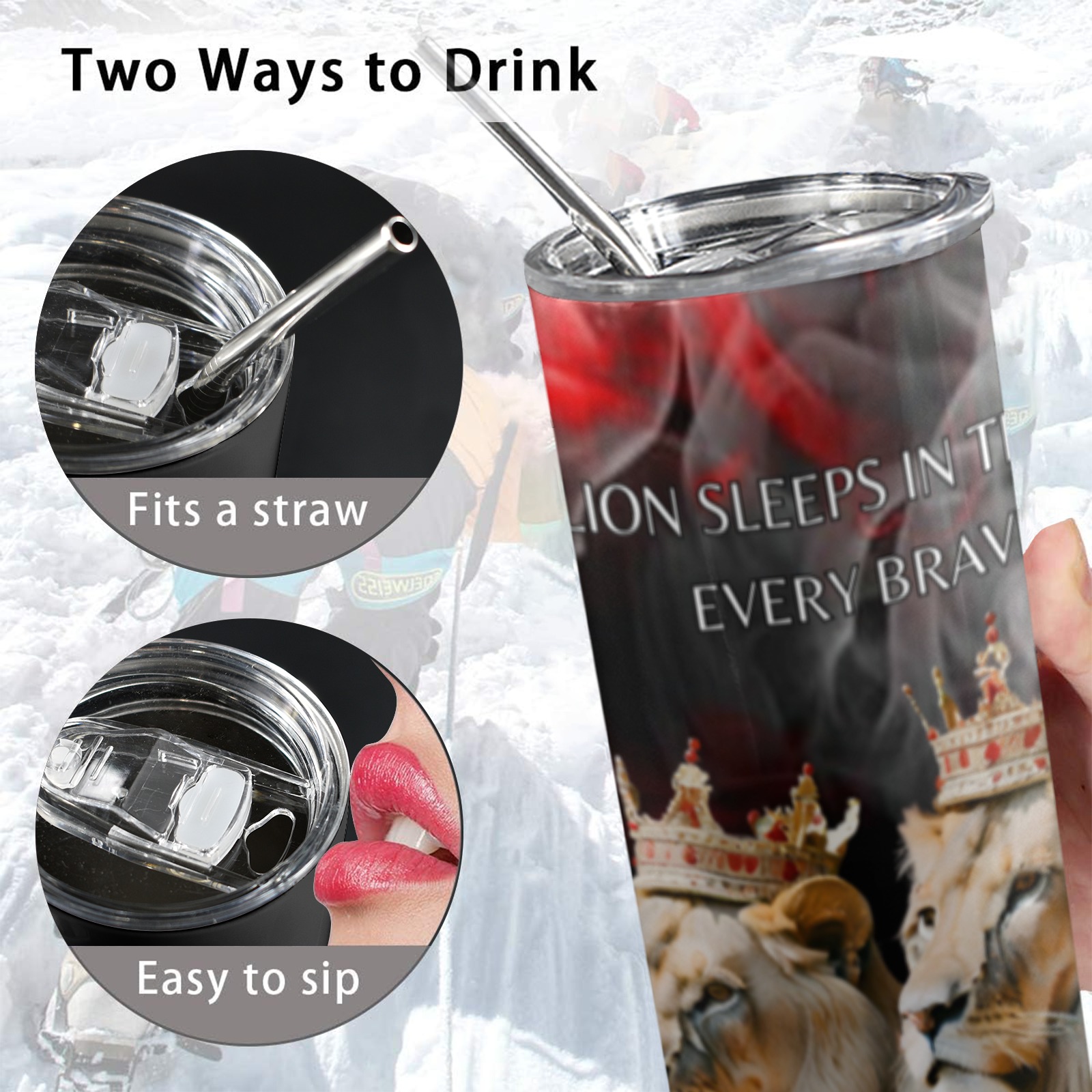 A lion sleeps in the heart of every brave man 20oz Tall Skinny Tumbler with Lid and Straw