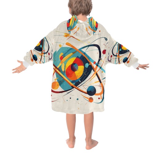 The structure of an atom scientific abstract art Blanket Hoodie for Kids