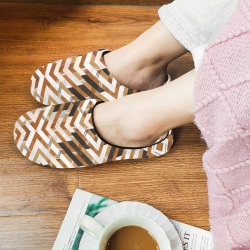 Linear southwest bohemian Y45 Women's Non-Slip Cotton Slippers (Model 0602)