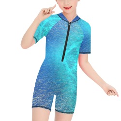 sea- Girls' Short-Sleeve One-Piece Swimsuit (Model S19)