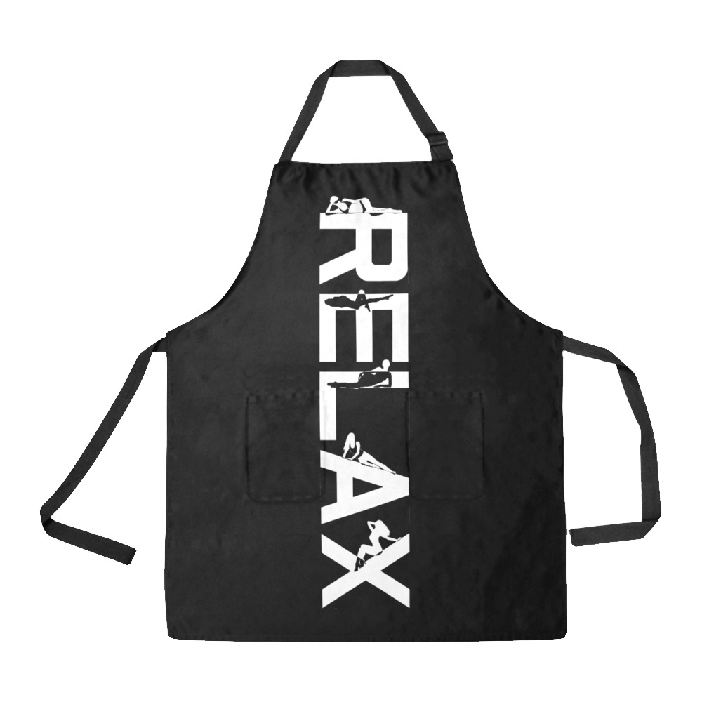 Relax white text and silhouettes of relaxing women All Over Print Apron