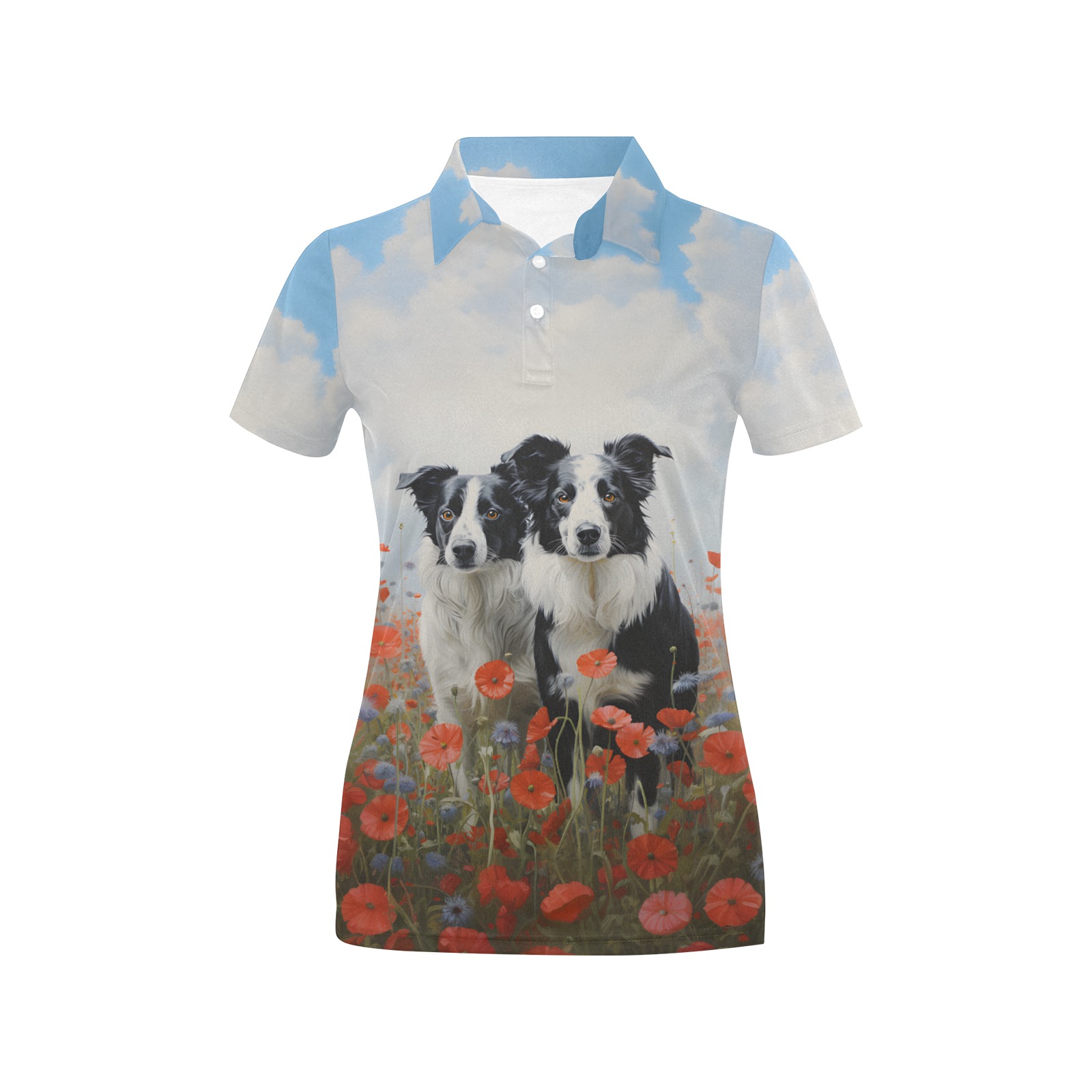 Border Collie - Tshirt Women's All Over Print Polo Shirt (Model T55)