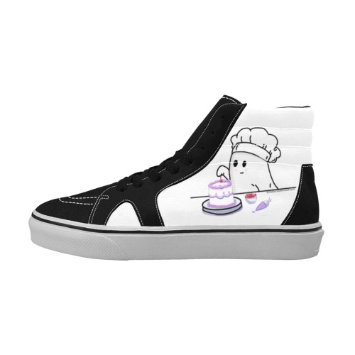 Ghost Decorating A Cake With A White Background Women's High Top Skateboarding Shoes (Model E001-1)
