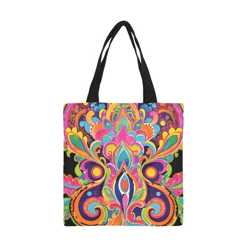 Abstract Retro Hippie Paisley Floral All Over Print Canvas Tote Bag/Small (Model 1697)