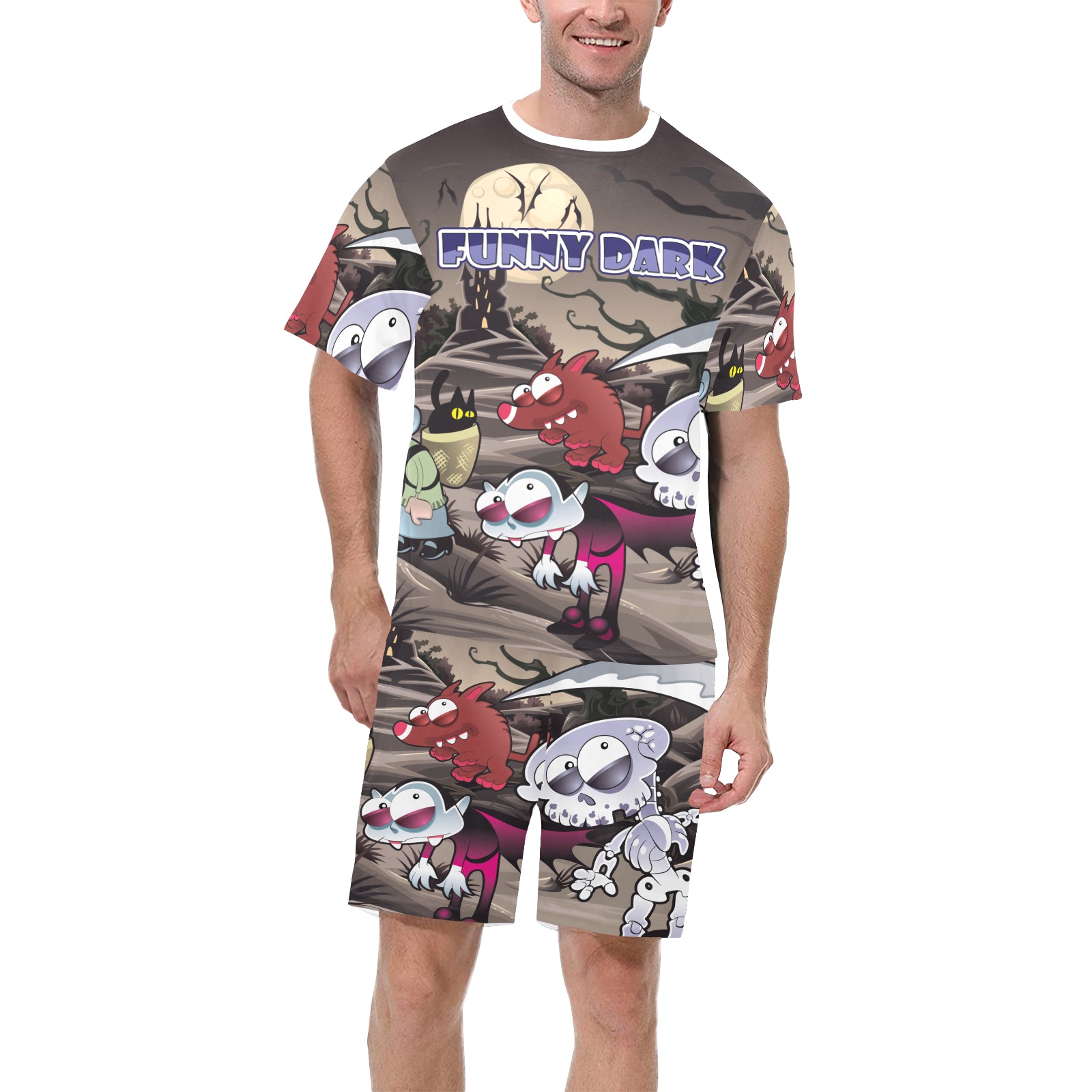 Funny Dark Men's Short Pajama Set