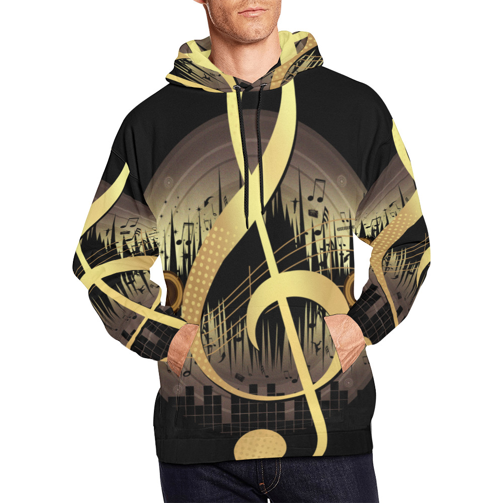 Delightful Tune - Gold All Over Print Hoodie for Men (USA Size) (Model H13)