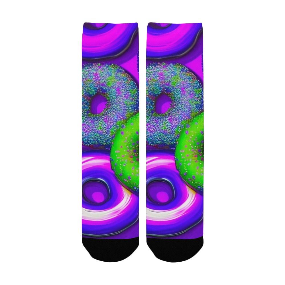 Colorful Donuts Purple Custom Socks for Women
