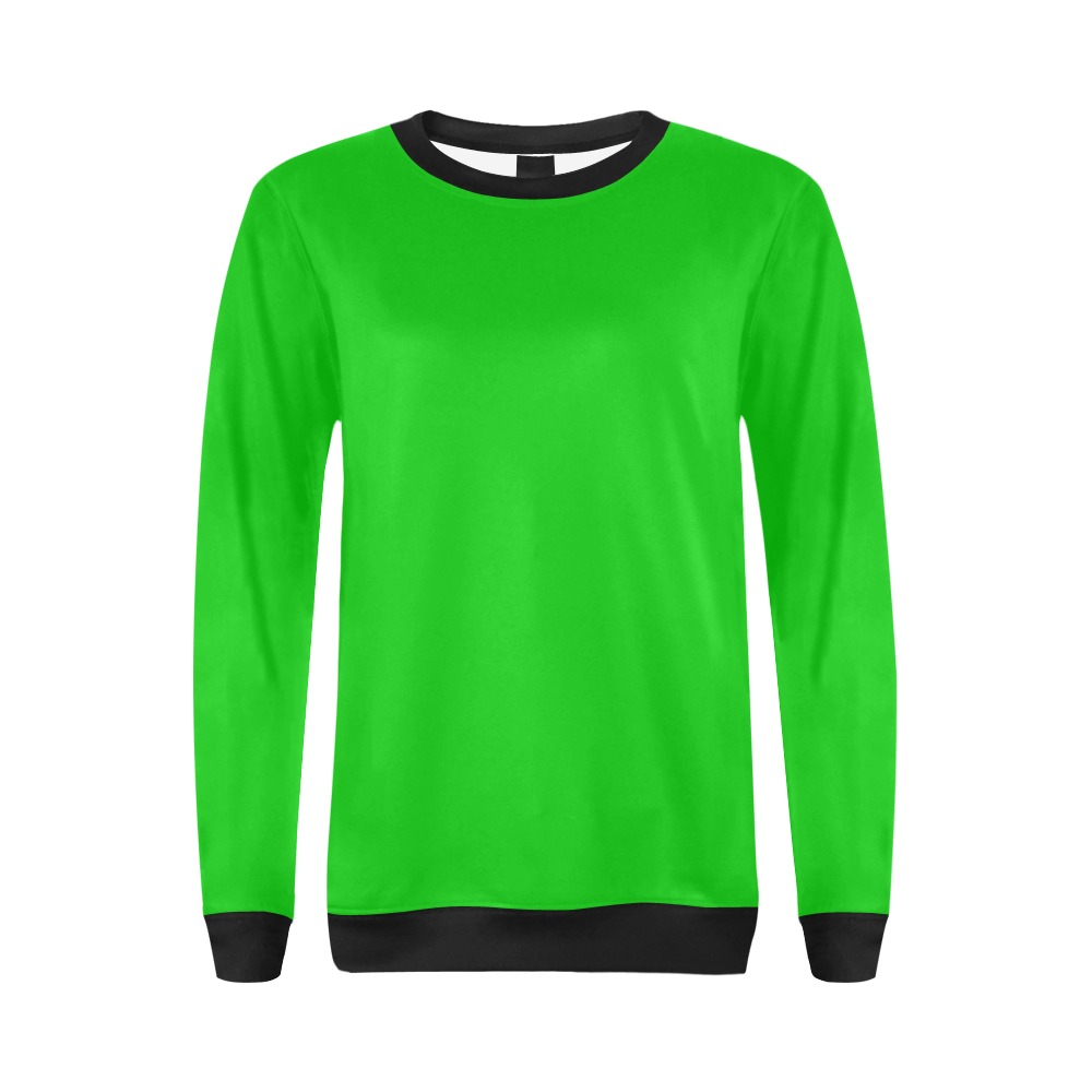 Merry Christmas Green Solid Color All Over Print Crewneck Sweatshirt for Women (Model H18)
