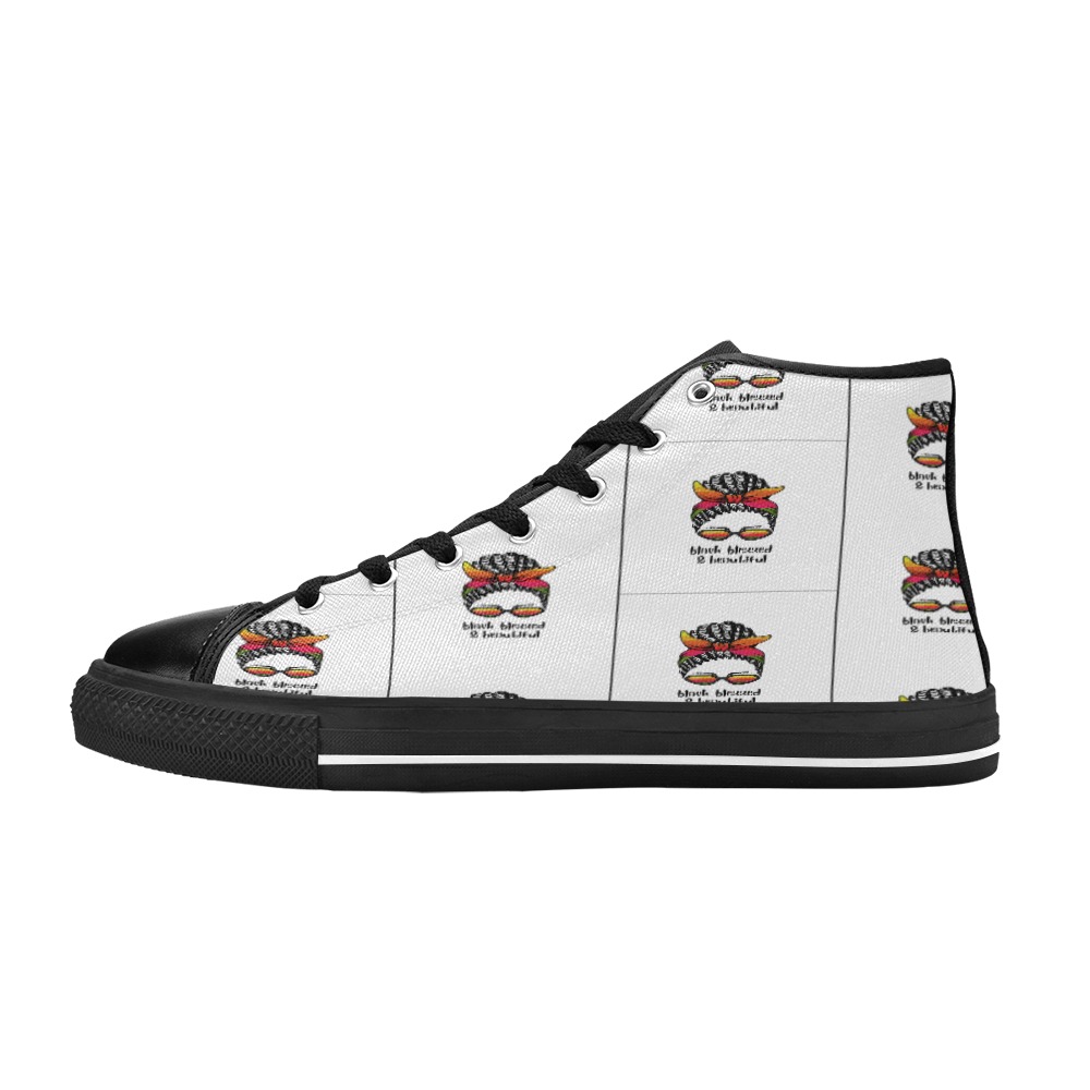 Graphic Girls Sneaks High Top Canvas Shoes for Kid (Model 017)
