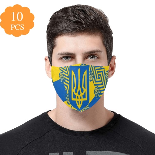 UKRAINE 2 3D Mouth Mask with Drawstring (Pack of 10 & 20 Filters Included) (Model M04)