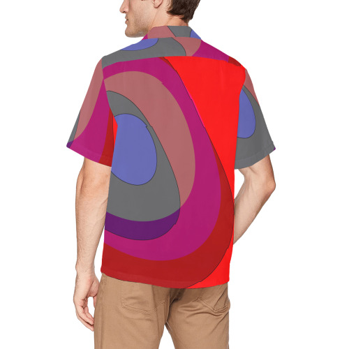 Red Abstract 714 Hawaiian Shirt with Chest Pocket (Model T58)