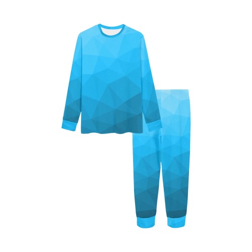 Cyan gradient geometric mesh pattern Kids' All Over Print Pajama Set
