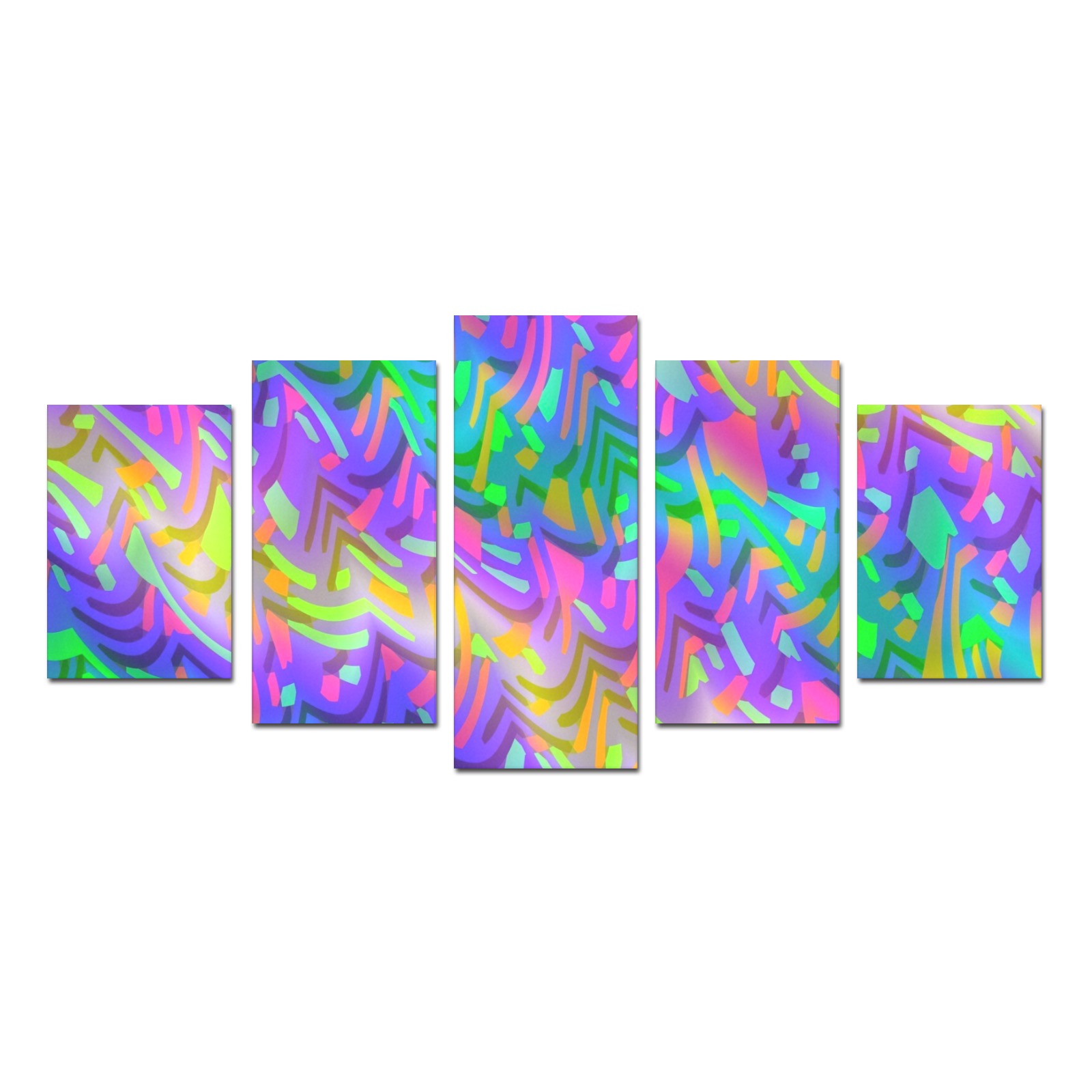 Colorful Abstract Diagonal Stripes Canvas Print Sets D (No Frame)