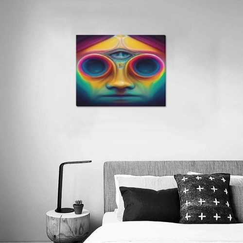 psychedelic face Frame Canvas Print 20"x16"