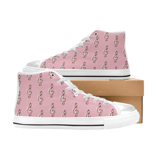 Cherry Blossom Music Women's Classic High Top Canvas Shoes (Model 017)