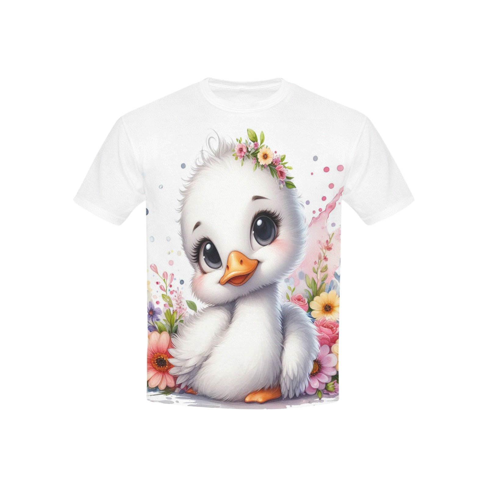 Watercolor Baby Swan 3 Kids' All Over Print T-shirt (USA Size) (Model T40)