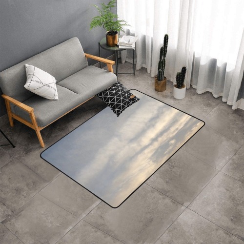 Rippled Cloud Collection Area Rug with Black Binding 5'3''x4'