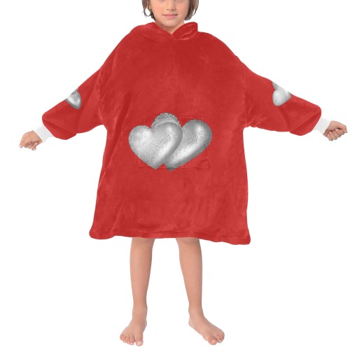 LOVE red Blanket Hoodie for Kids
