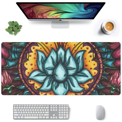 spiritual lotus flower Gaming Mousepad (35"x16")