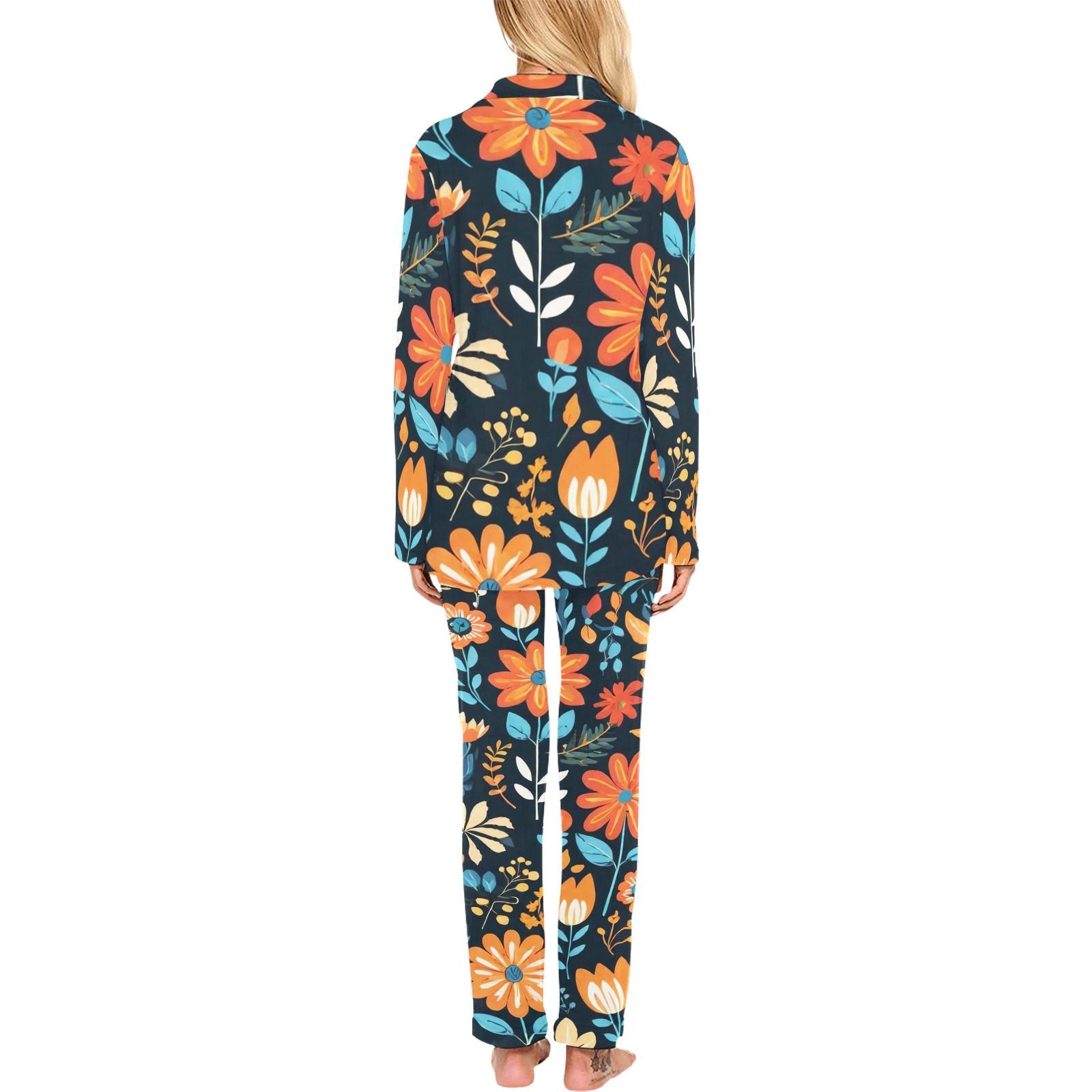 Bohemian Flowers 2 Women's Long Pajama Set