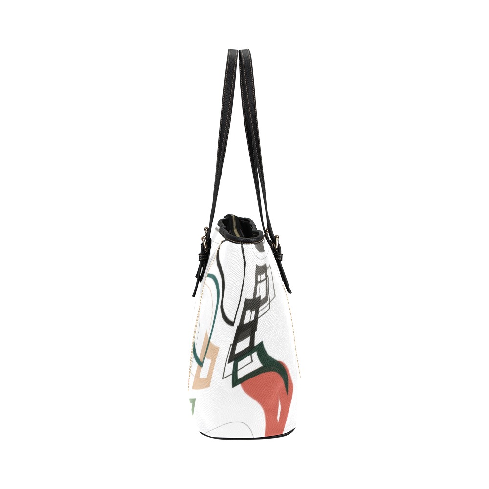 Minimalist Wave Abstract Leather Tote Bag/Large (Model 1640)