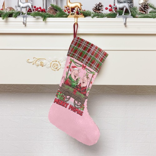 Merry Pigmas Sequin Christmas Stocking