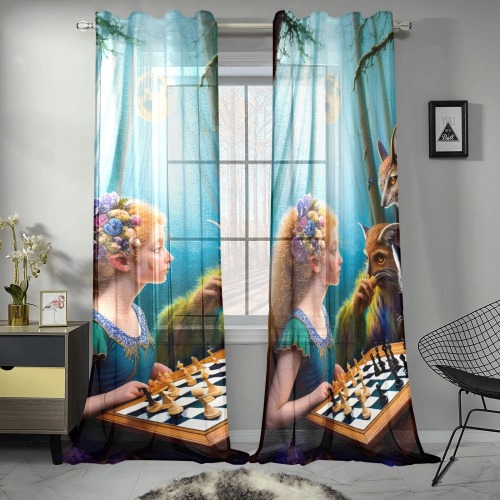 The Call of the Game 6_vectorized Gauze Curtain 28"x95" (Two-Piece)