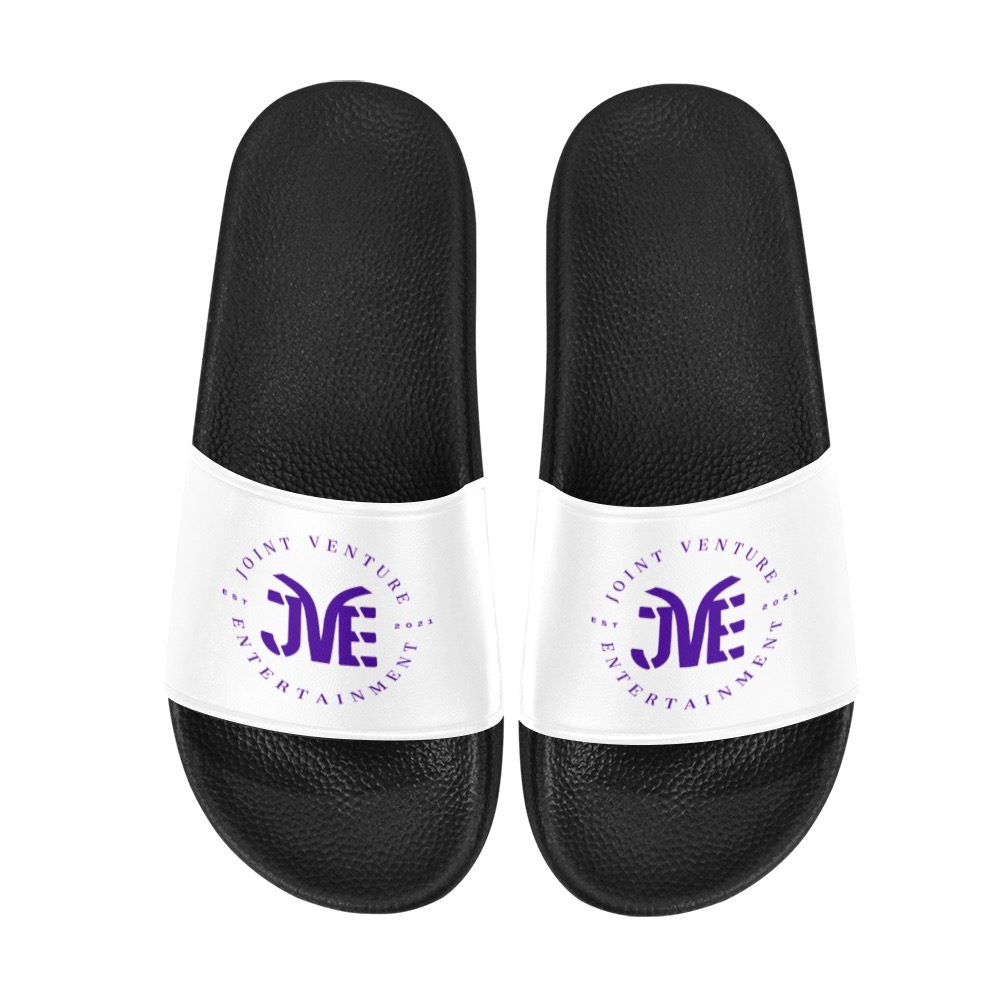 JVE Culture Unique Sliders (White and Blue) Men's Slide Sandals (Model 057)