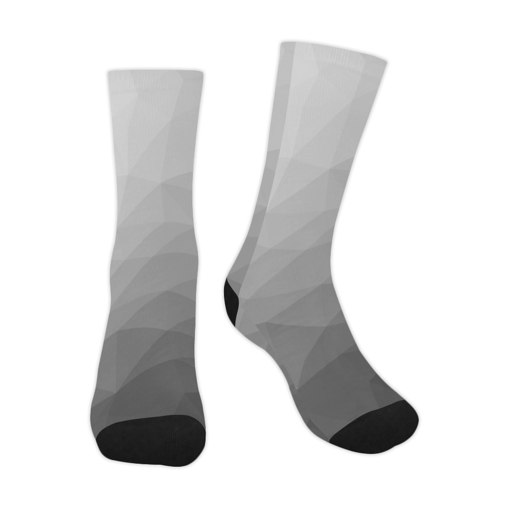 Grey Gradient Geometric Mesh Pattern Trouser Socks