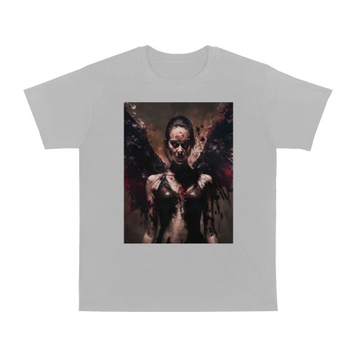 graphicmystical_dynamic_battle_pose_beautiful_female_Fallen_Ang_3c660d11-2137-43c9-9a13-23e8687510fd Men's T-Shirt in USA Size (Two Sides Printing)
