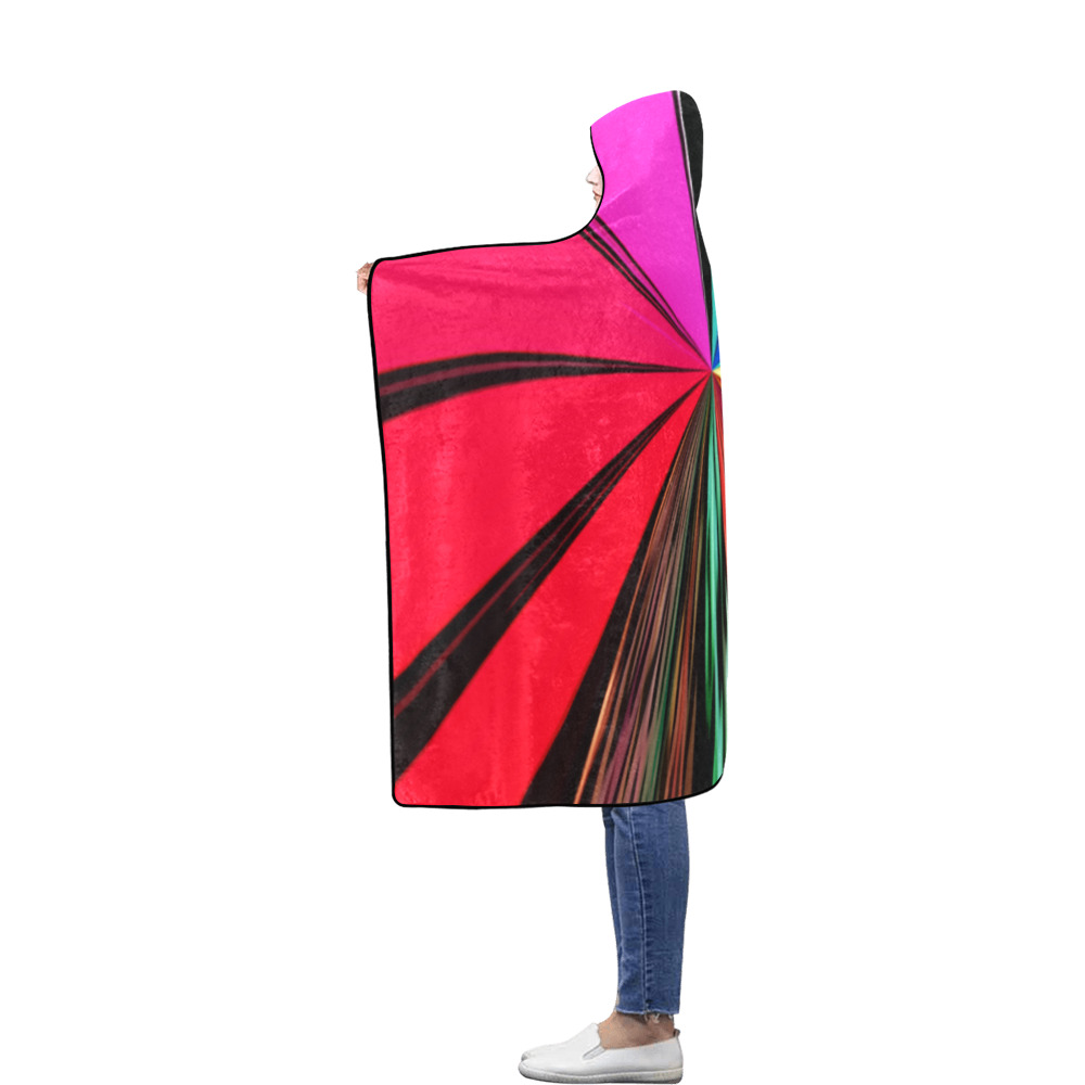 Colorful Rainbow Vortex 608 Flannel Hooded Blanket 56''x80''