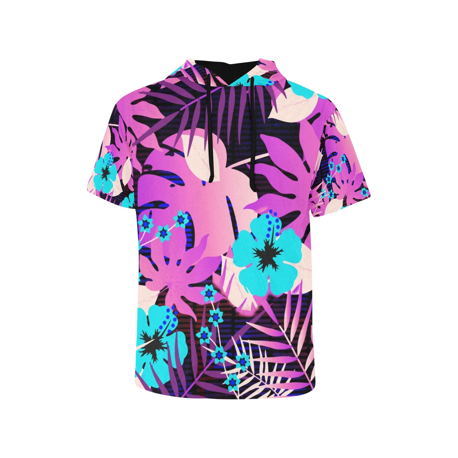 GROOVY FUNK THING FLORAL PURPLE All Over Print Short Sleeve Hoodie for Men (Model H32)