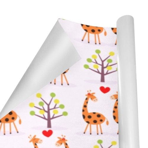 Cute Giraffe Couple Love Pattern Gift Wrapping Paper 58"x 23" (1 Roll)
