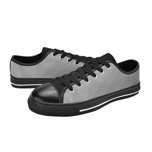 Grey Gradient Geometric Mesh Pattern Men's Classic Canvas Shoes (Model 018)