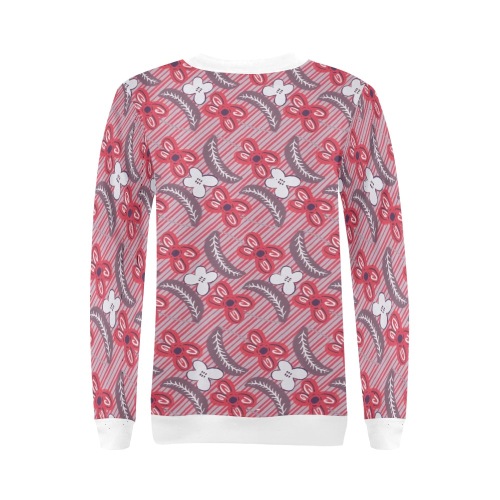 Red floral pattern All Over Print Crewneck Sweatshirt for Women (Model H18)