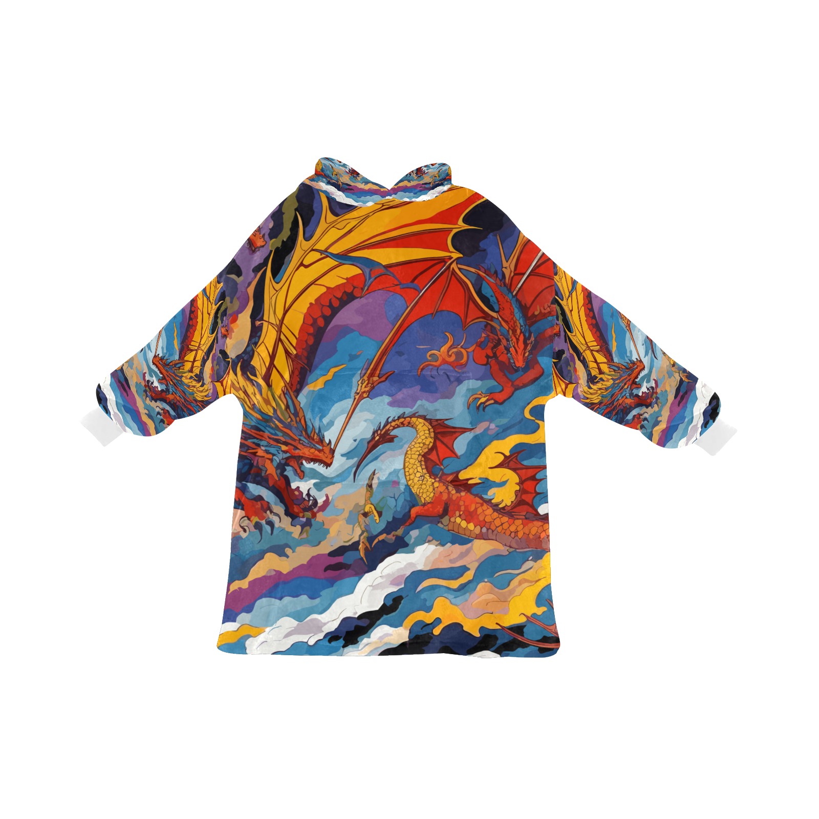 Horrible fire dragons, fire and clouds of smoke. Blanket Hoodie for Men
