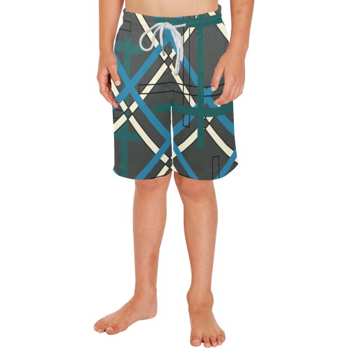 Squares Boys' Casual Beach Shorts (Model L52)