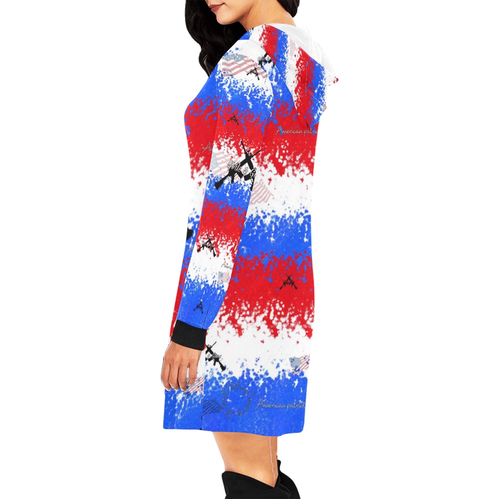Girls n Guns patriot print All Over Print Hoodie Mini Dress (Model H27)