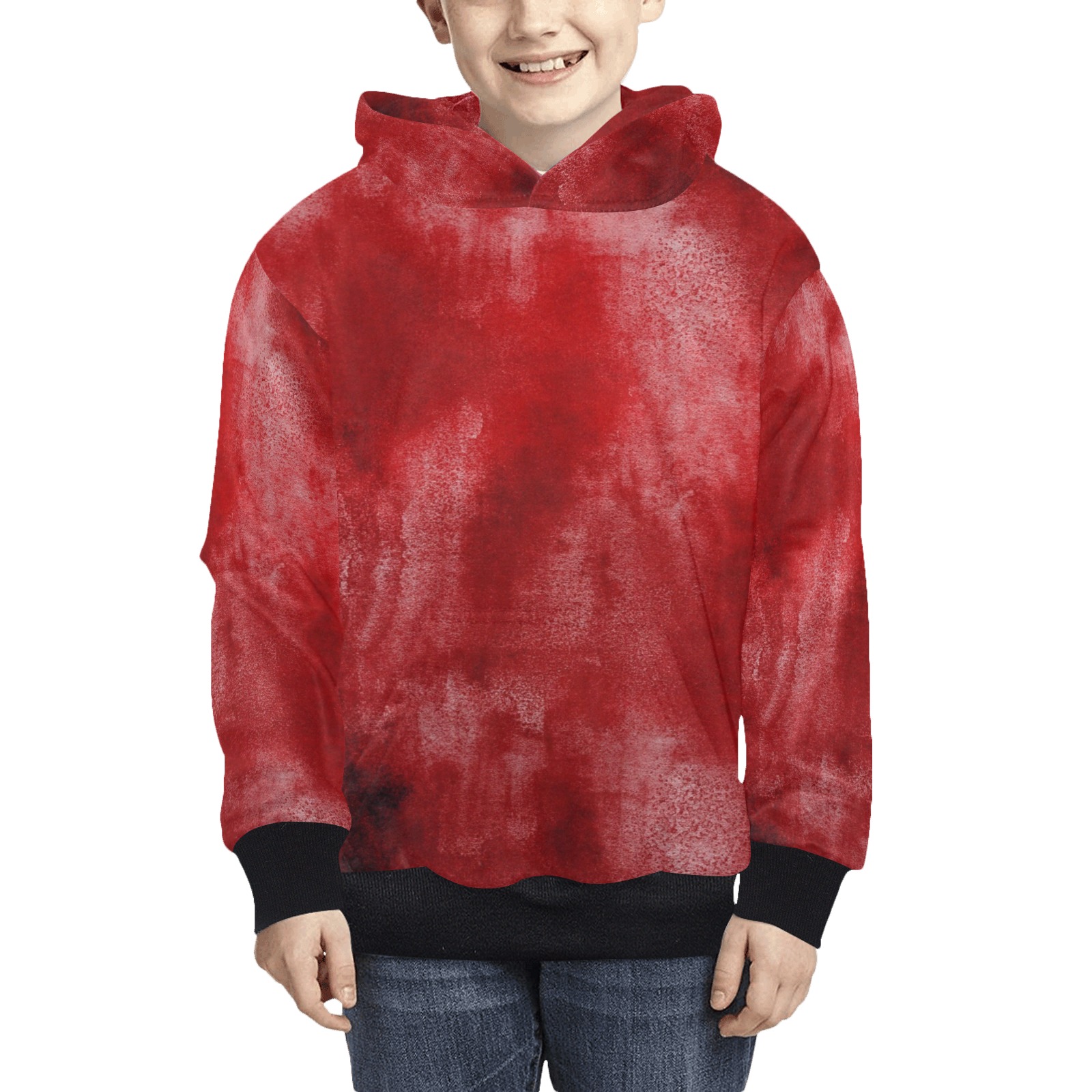 Distressed Red Grunge Kids' All Over Print Hoodie (Model H38)