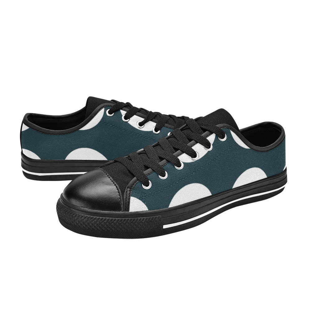 big dot teal blue Women's Classic Canvas Shoes (Model 018)