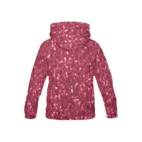 Magenta dark pink red faux sparkles glitter All Over Print Hoodie for Kid (USA Size) (Model H13)