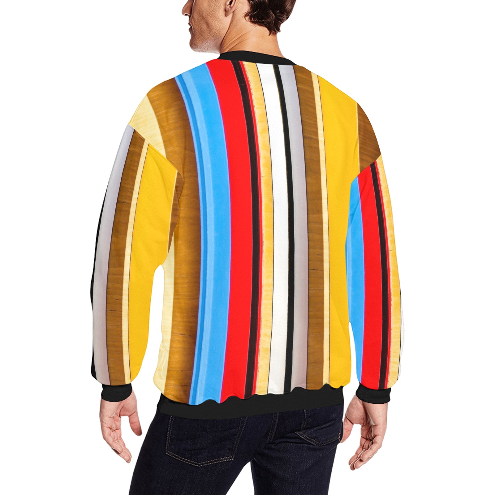 Colorful abstract pattern stripe art Men's Oversized Fleece Crew Sweatshirt (Model H18)