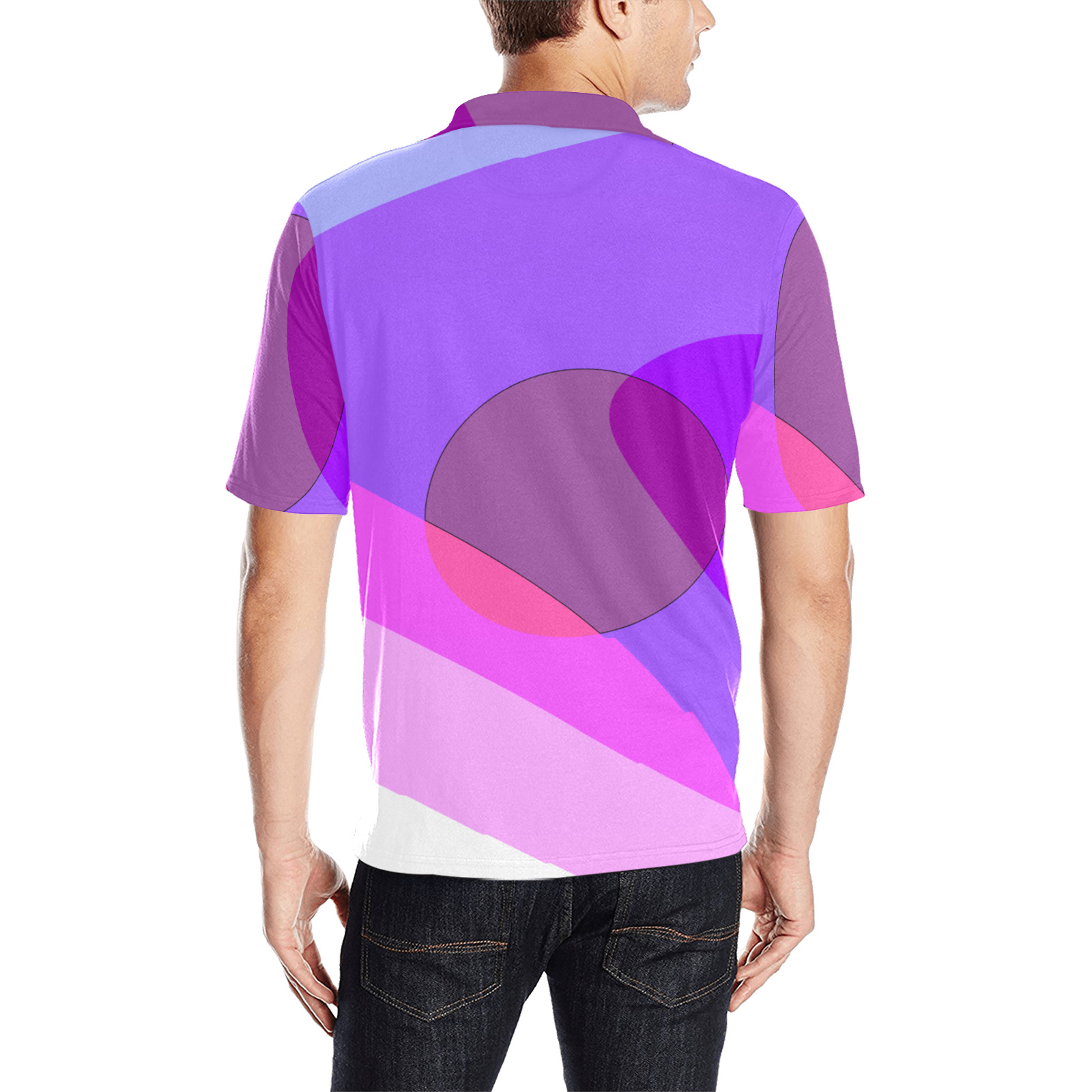 Purple Retro Groovy Abstract 409 Men's All Over Print Polo Shirt (Model T55)